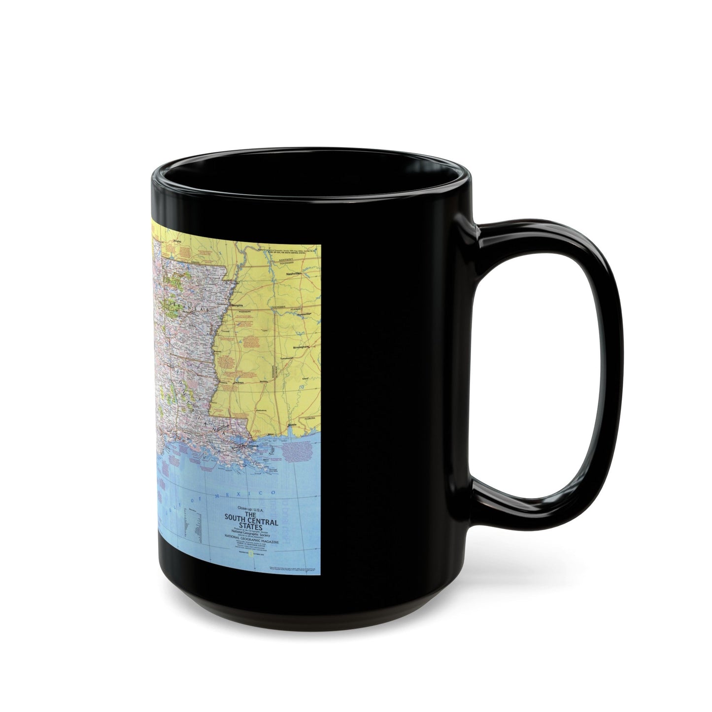 USA - South Central States 1 (1974) (Map) Black Coffee Mug-The Sticker Space