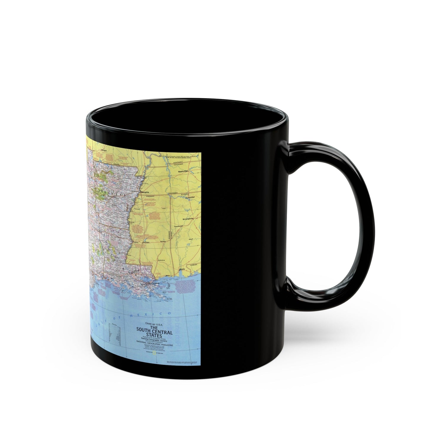 USA - South Central States 1 (1974) (Map) Black Coffee Mug-The Sticker Space