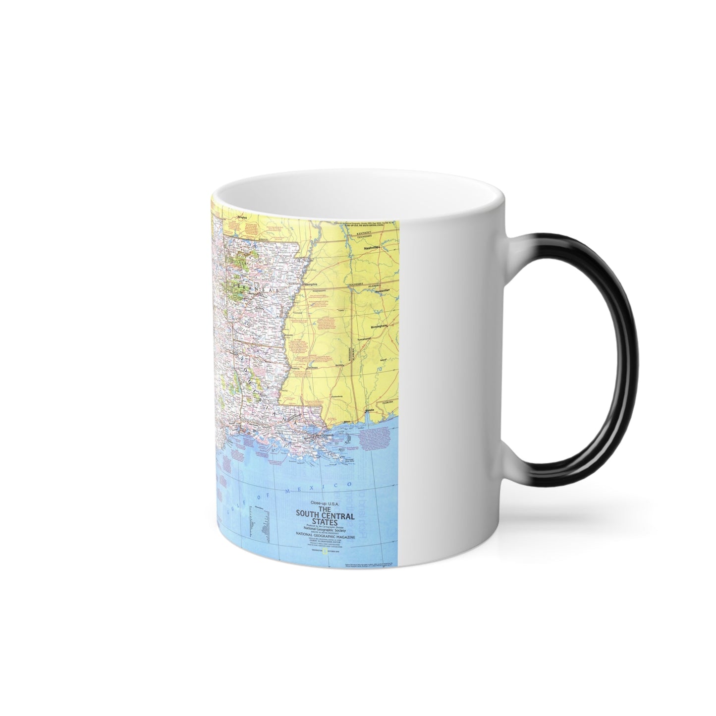 USA - South Central States 1 (1974) (Map) Color Changing Mug 11oz-11oz-The Sticker Space