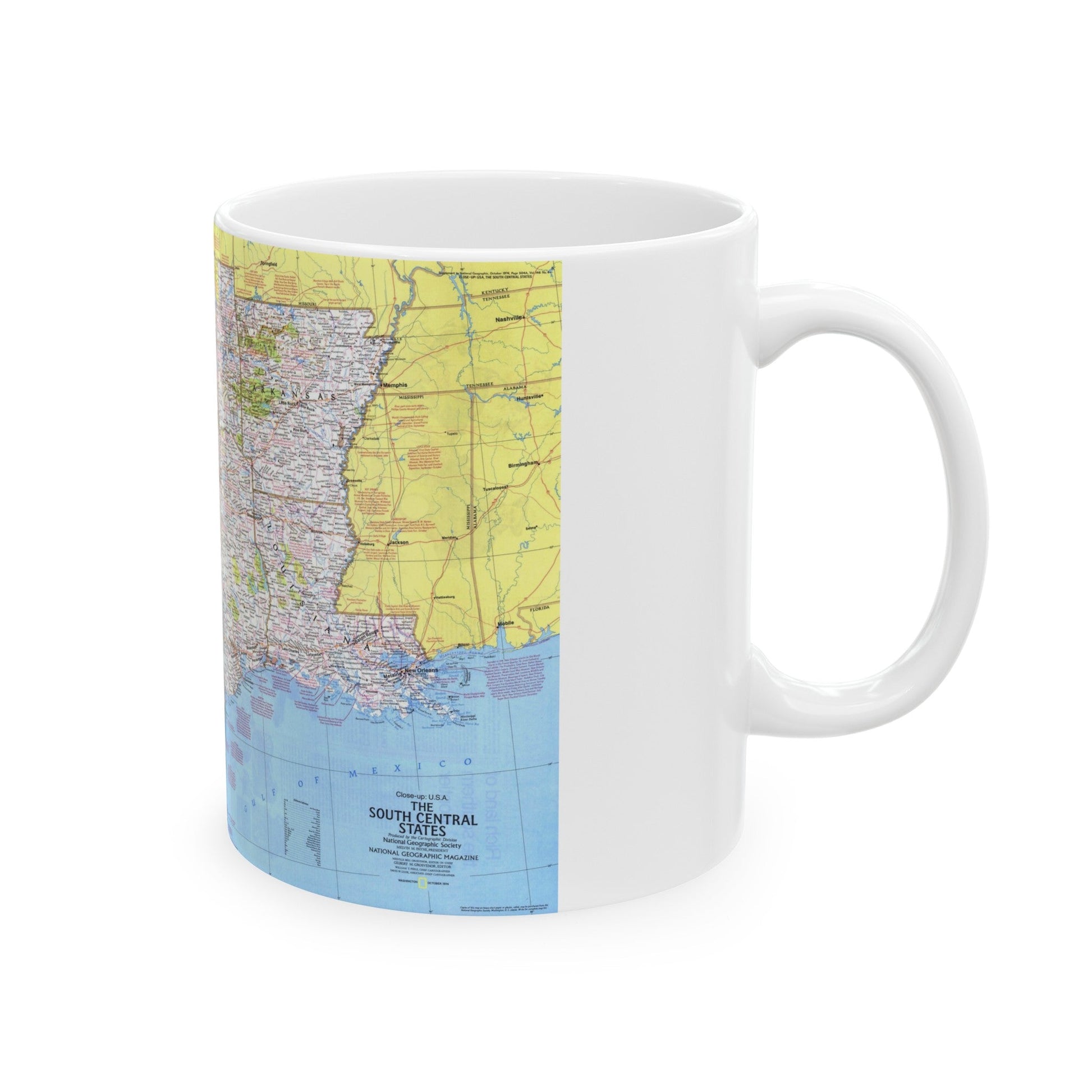 USA - South Central States 1 (1974) (Map) White Coffee Mug-The Sticker Space