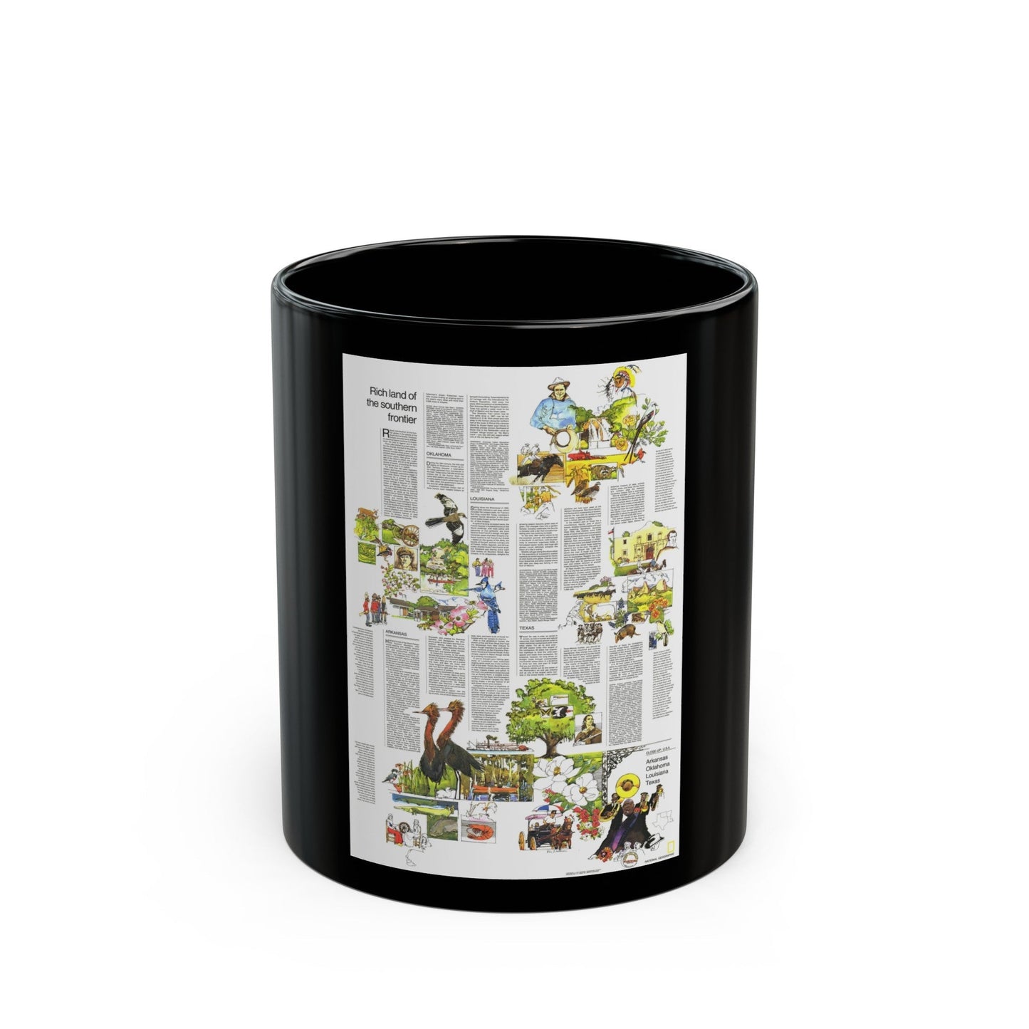 USA - South Central States 2 (1974) (Map) Black Coffee Mug-11oz-The Sticker Space