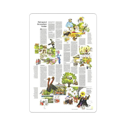 USA - South Central States 2 (1974) (Map) STICKER Vinyl Kiss-Cut Decal 2 Inch White - The Sticker Space