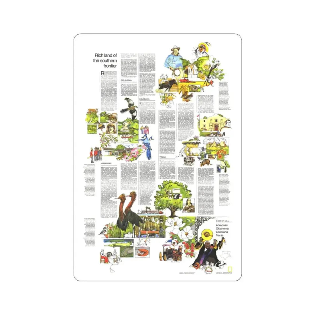 USA - South Central States 2 (1974) (Map) STICKER Vinyl Kiss-Cut Decal 3 Inch White - The Sticker Space