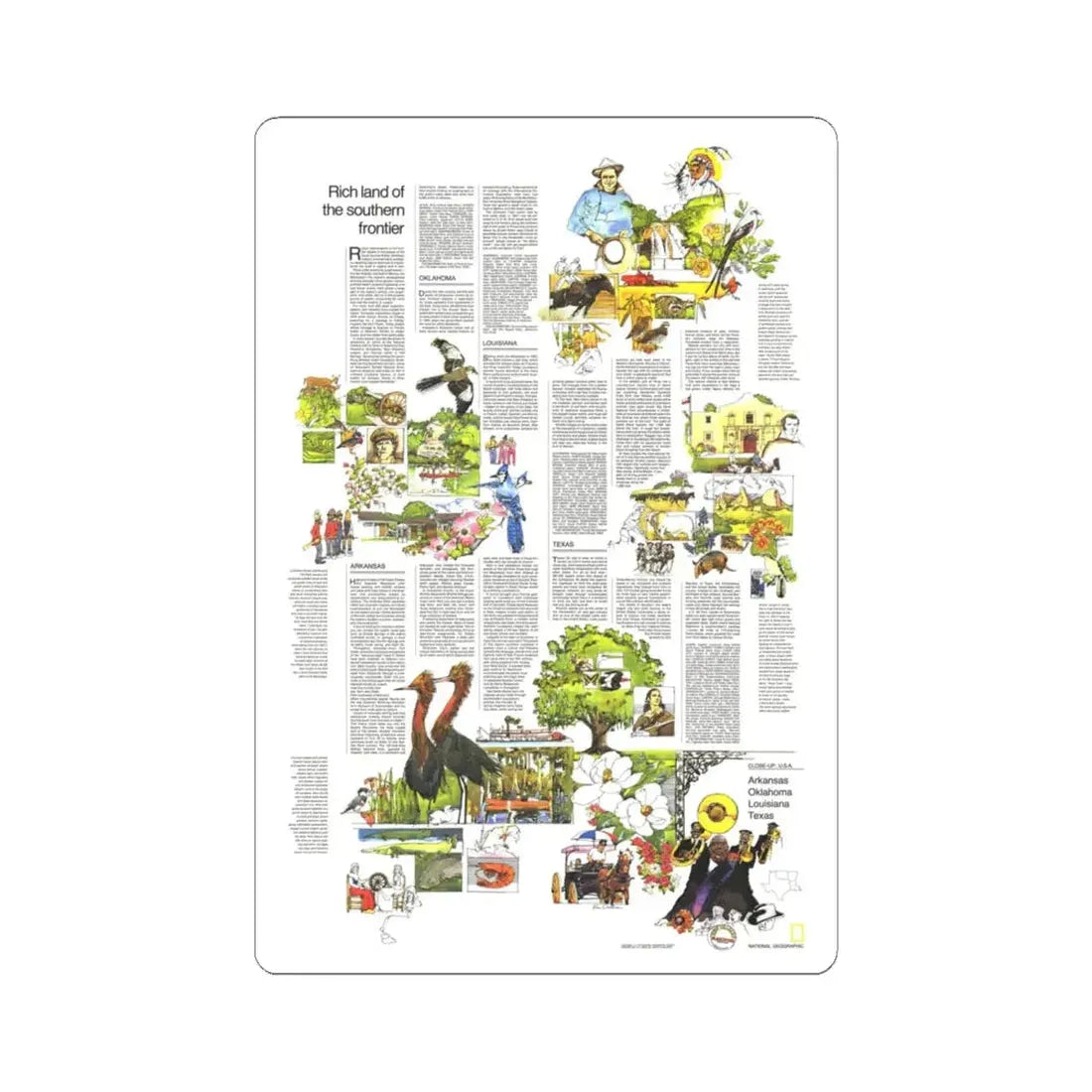 USA - South Central States 2 (1974) (Map) STICKER Vinyl Kiss-Cut Decal 6 Inch White - The Sticker Space