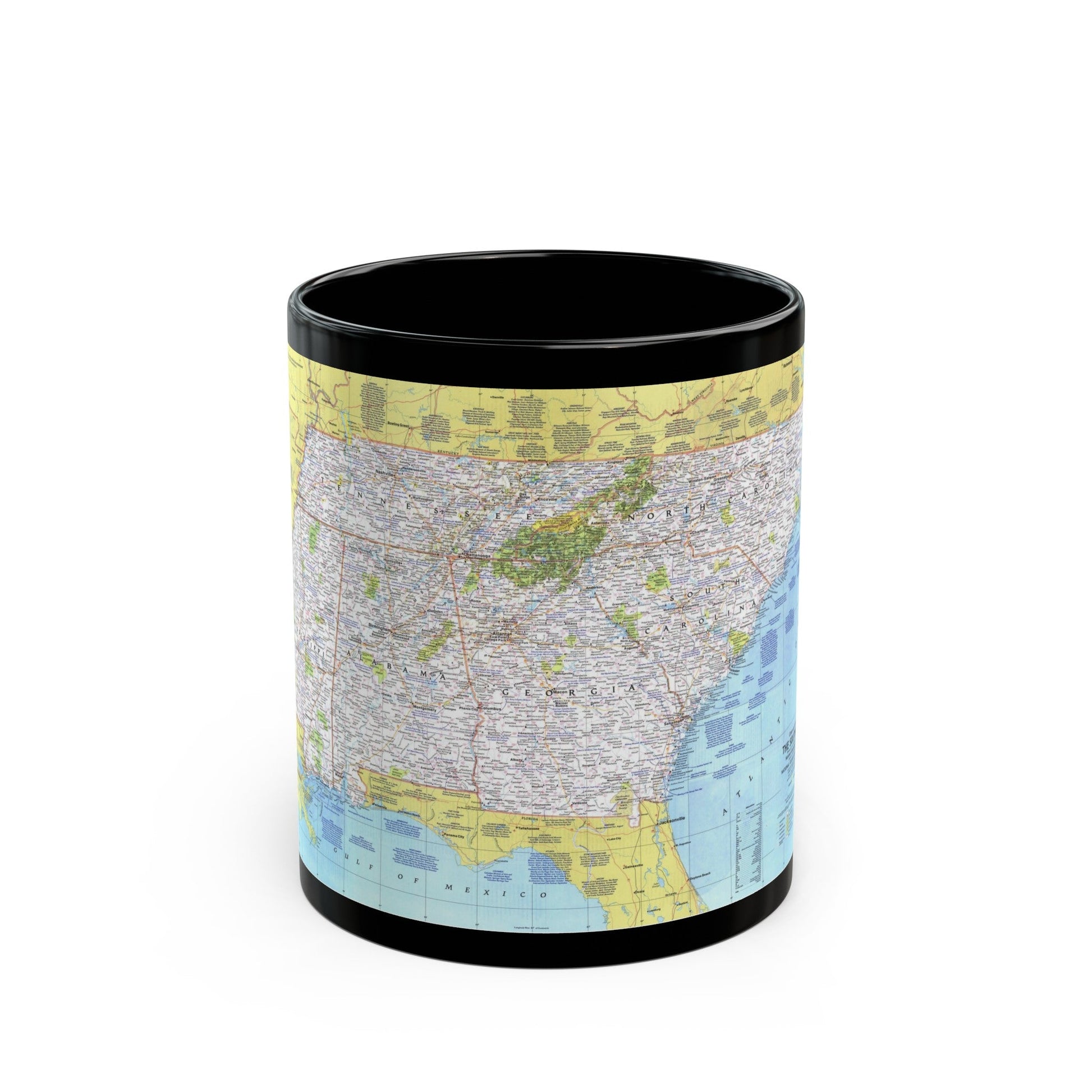 USA - Southeast 1 (1975) (Map) Black Coffee Mug-11oz-The Sticker Space