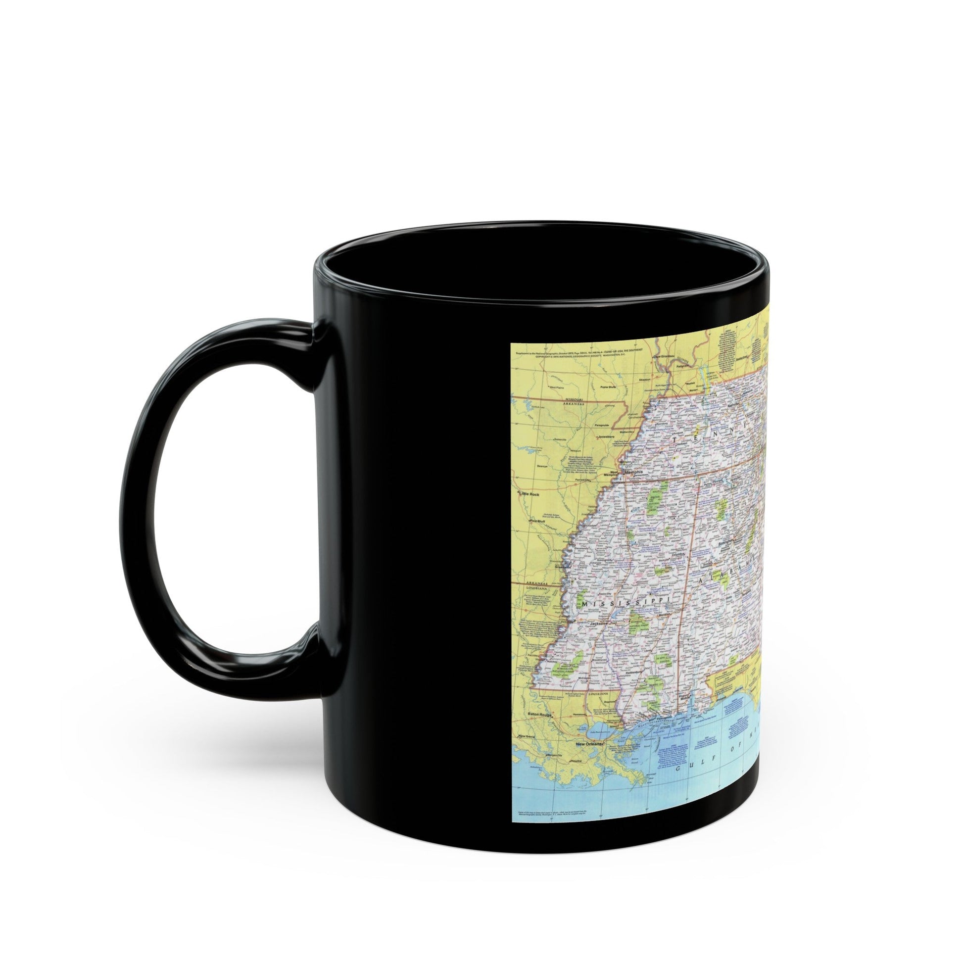 USA - Southeast 1 (1975) (Map) Black Coffee Mug-The Sticker Space