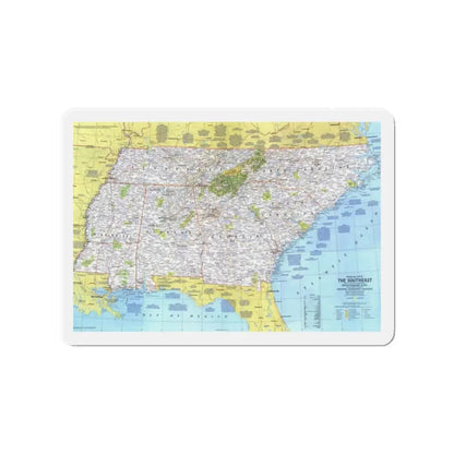 USA - Southeast 1 (1975) (Map) Refrigerator Magnet 2 Inch - The Sticker Space