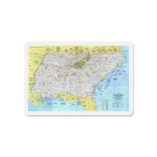 USA - Southeast 1 (1975) (Map) Refrigerator Magnet 6 Inch - The Sticker Space