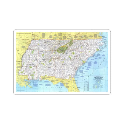 USA - Southeast 1 (1975) (Map) STICKER Vinyl Kiss-Cut Decal 6 Inch White - The Sticker Space