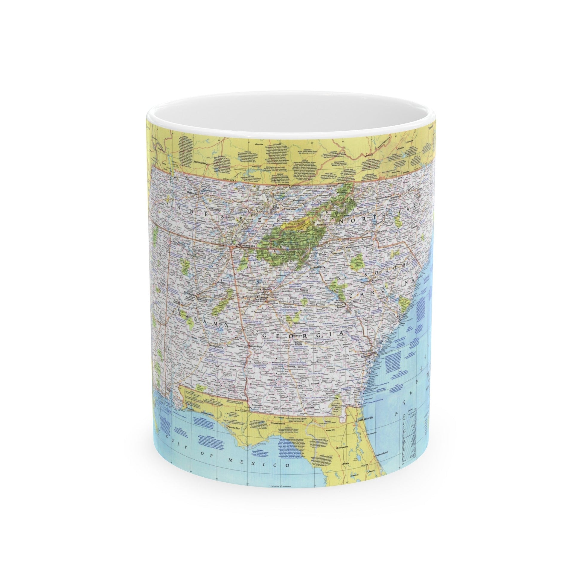 USA - Southeast 1 (1975) (Map) White Coffee Mug-11oz-The Sticker Space