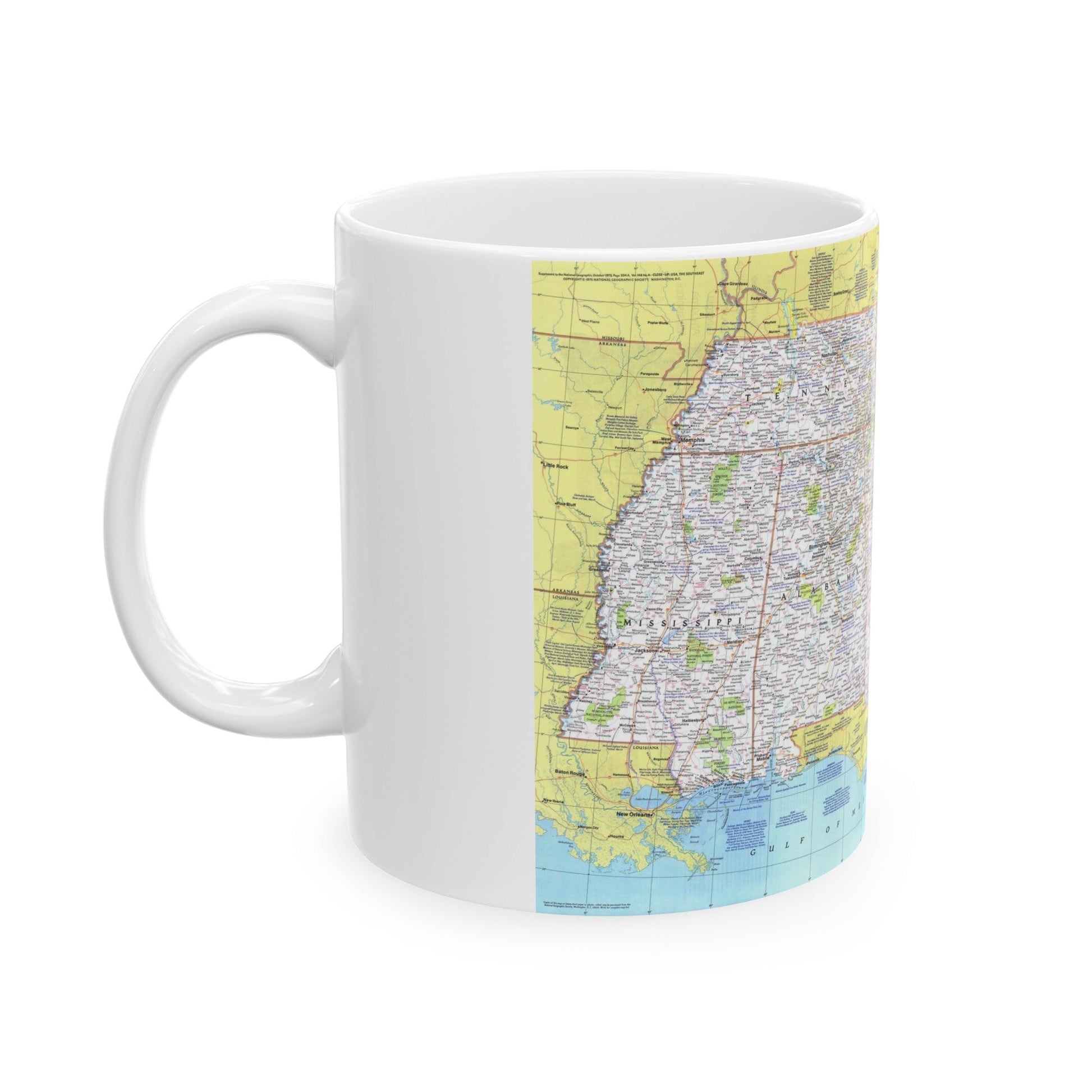 USA - Southeast 1 (1975) (Map) White Coffee Mug-The Sticker Space