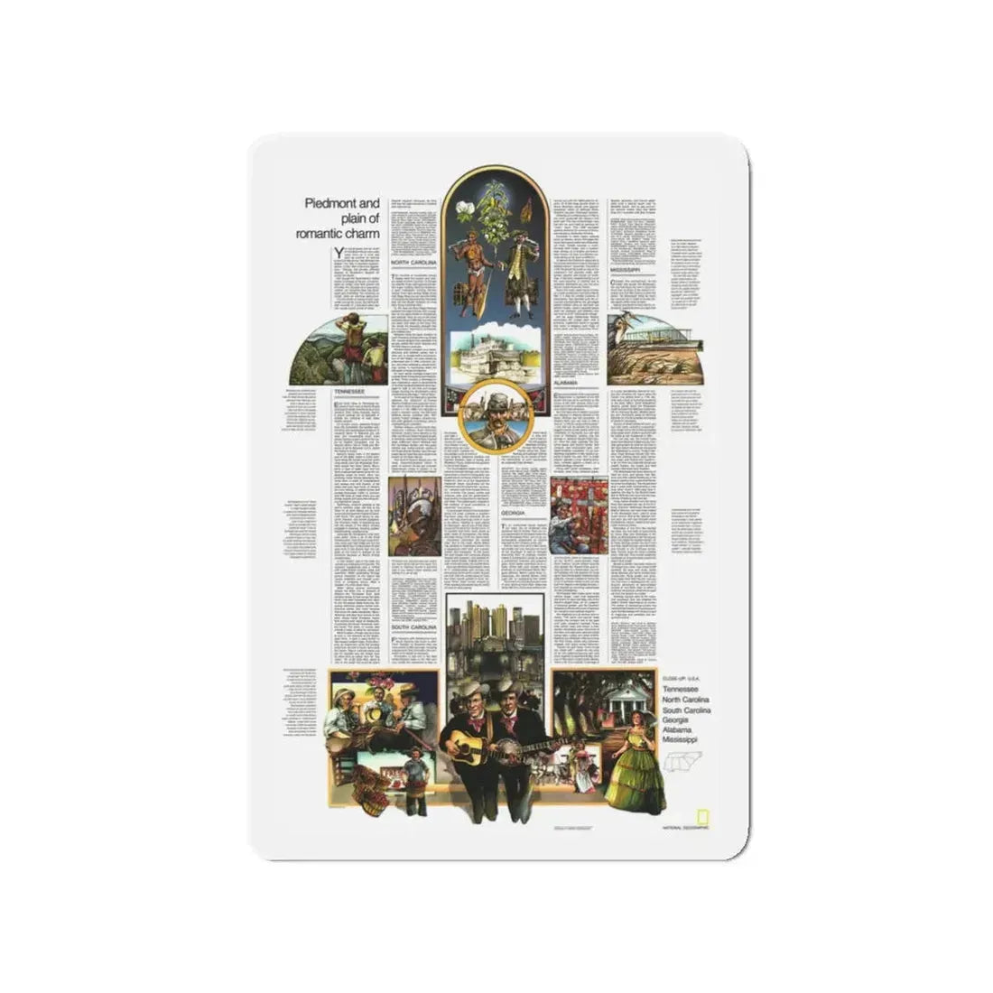 USA - Southeast 2 (1975) (Map) Refrigerator Magnet 3 Inch - The Sticker Space