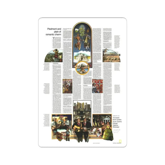 USA - Southeast 2 (1975) (Map) STICKER Vinyl Kiss-Cut Decal 2 Inch White - The Sticker Space