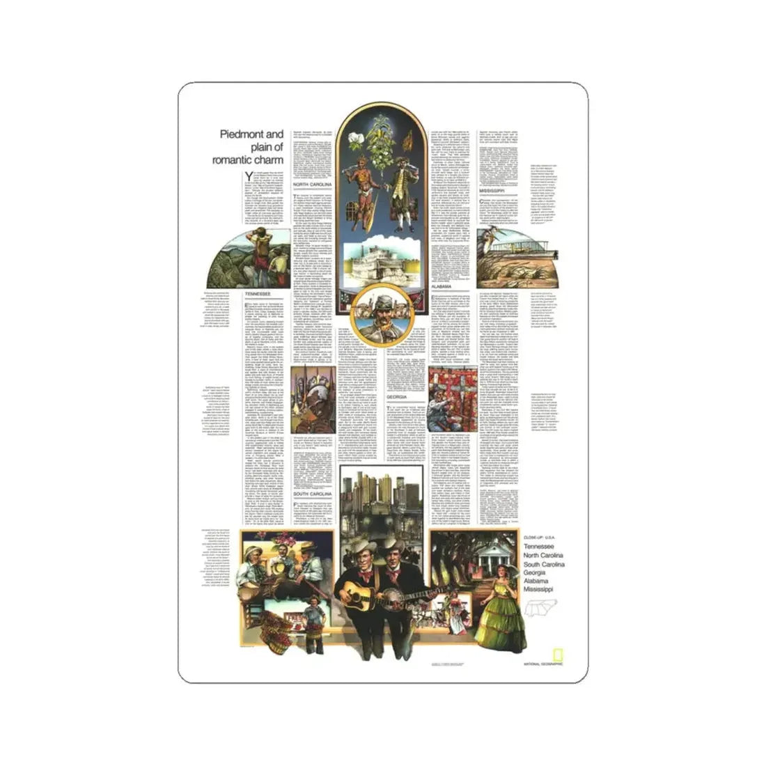 USA - Southeast 2 (1975) (Map) STICKER Vinyl Kiss-Cut Decal 3 Inch White - The Sticker Space