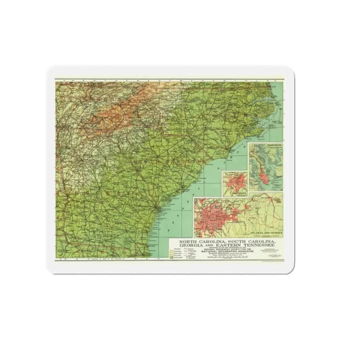 USA - Southeastern (1926) (Map) Refrigerator Magnet 2 Inch - The Sticker Space