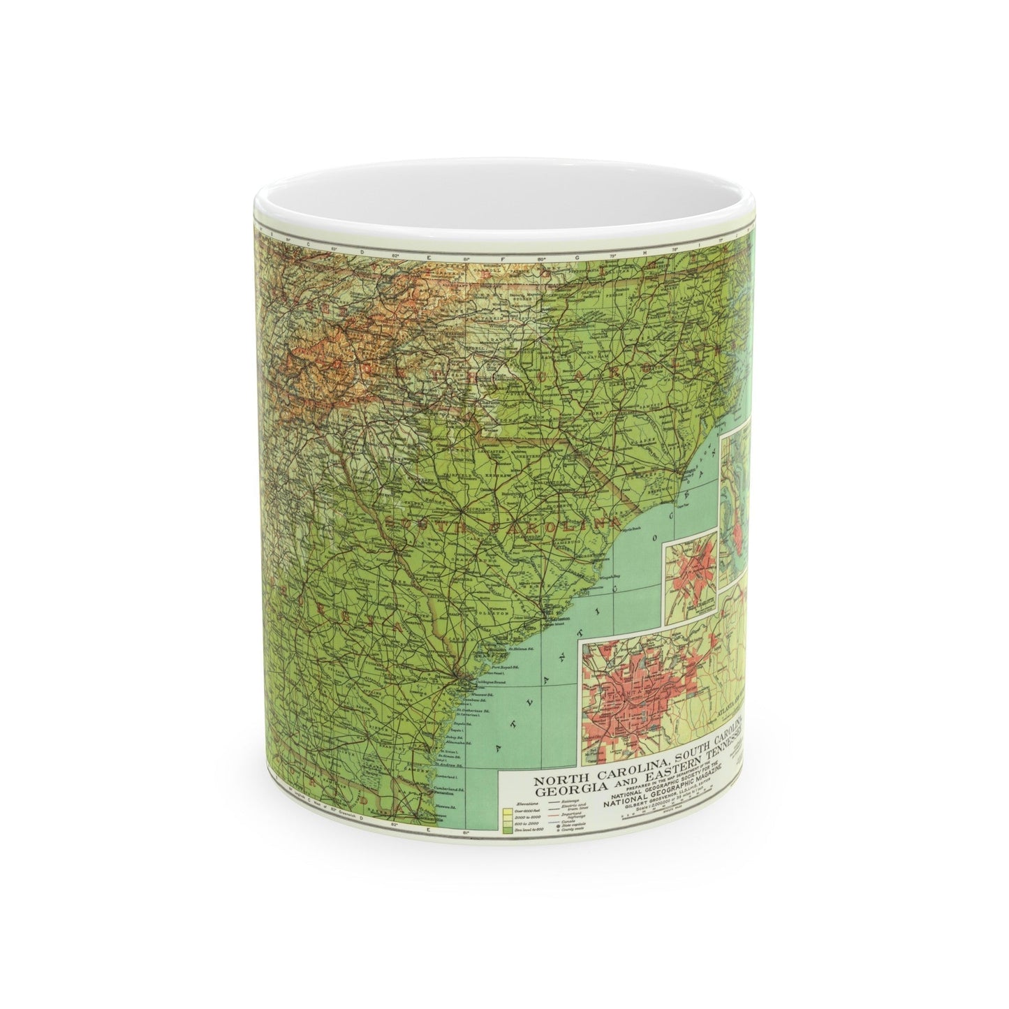 USA - Southeastern (1926) (Map) White Coffee Mug-11oz-The Sticker Space