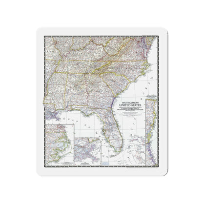 USA - Southeastern (1947) (Map) Refrigerator Magnet-3" x 3"-The Sticker Space