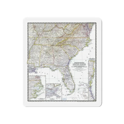 USA - Southeastern (1947) (Map) Refrigerator Magnet 4 Inch - The Sticker Space