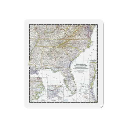 USA - Southeastern (1947) (Map) Refrigerator Magnet 6 Inch - The Sticker Space