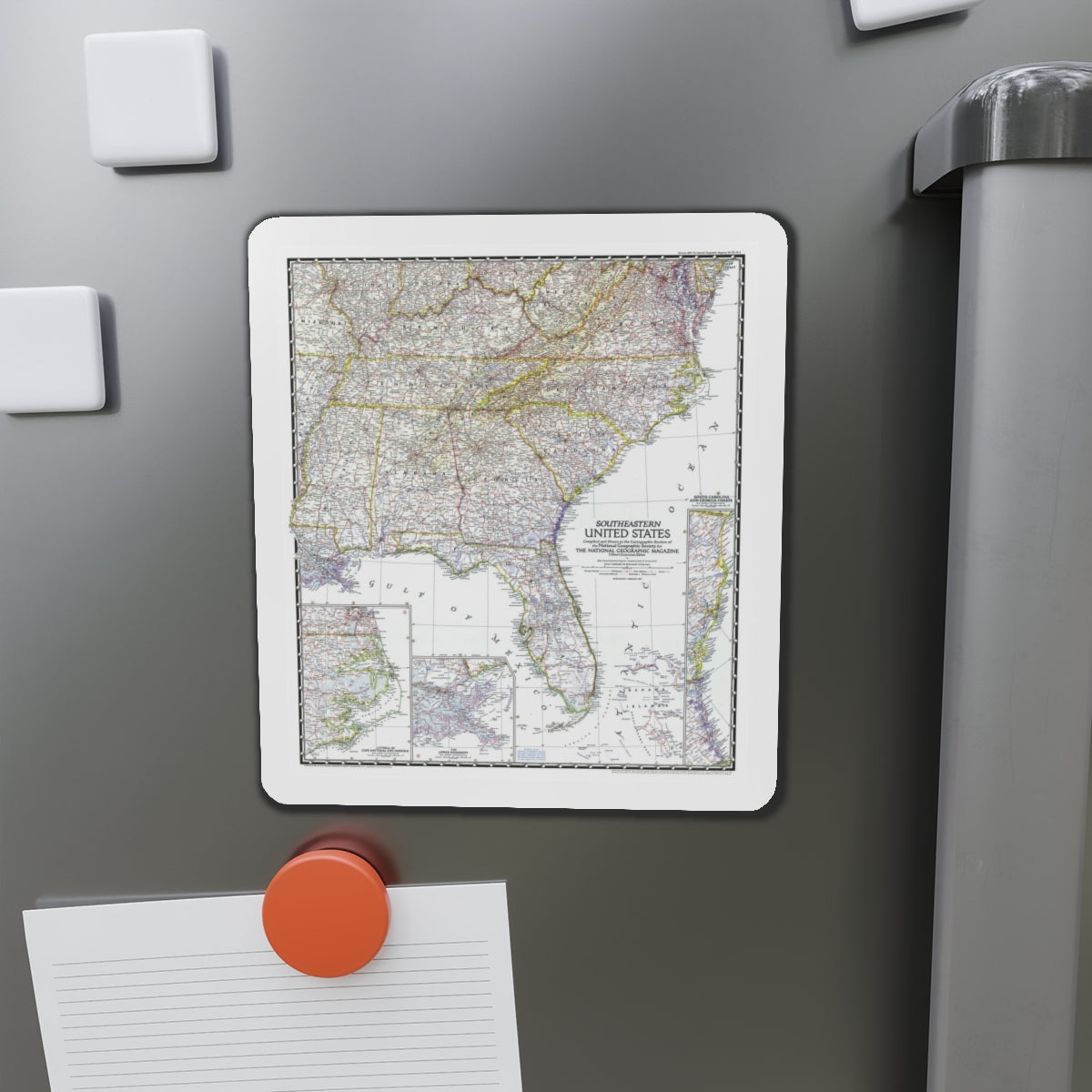 USA - Southeastern (1947) (Map) Refrigerator Magnet-The Sticker Space