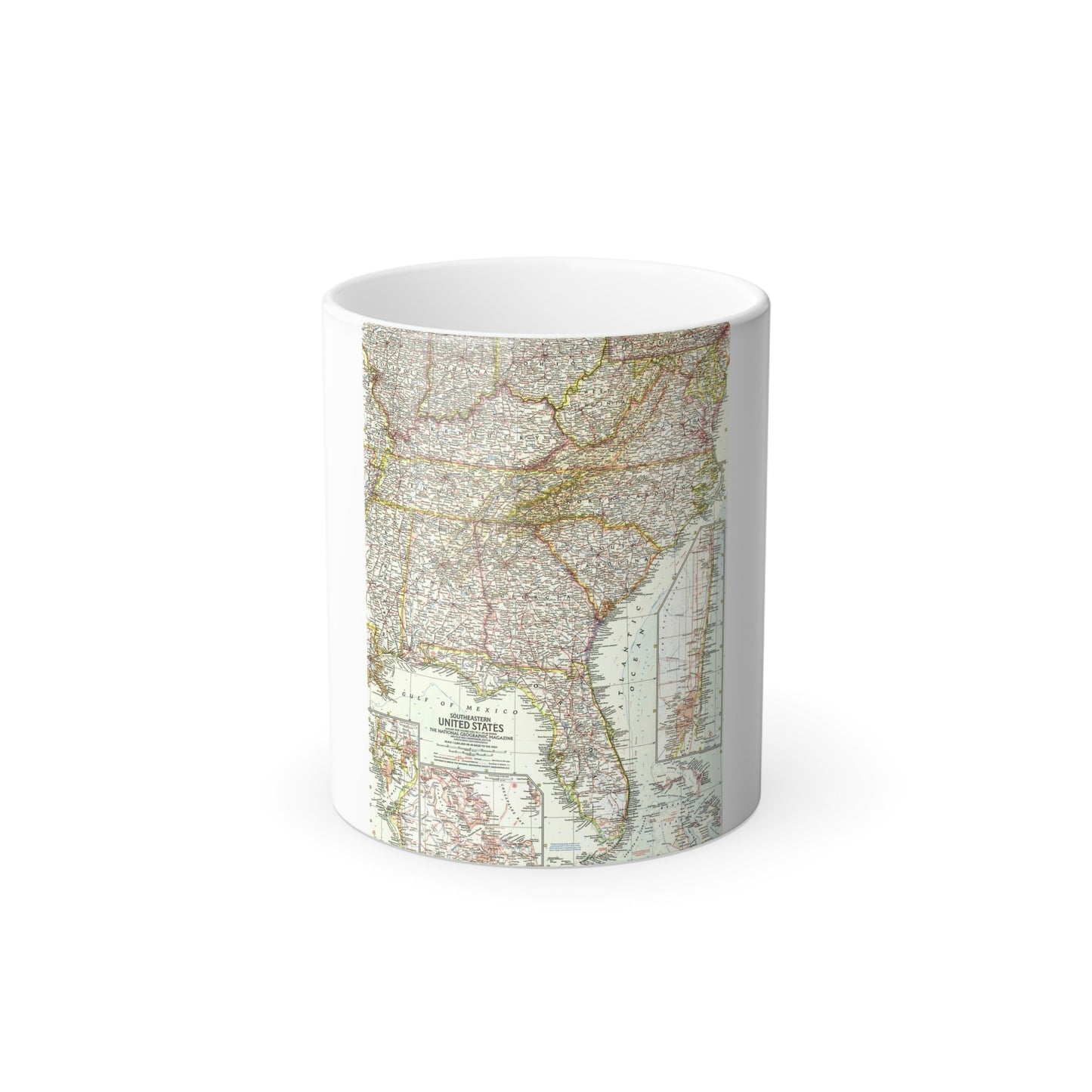 USA - Southeastern (1958) (Map) Color Changing Mug 11oz-11oz-The Sticker Space