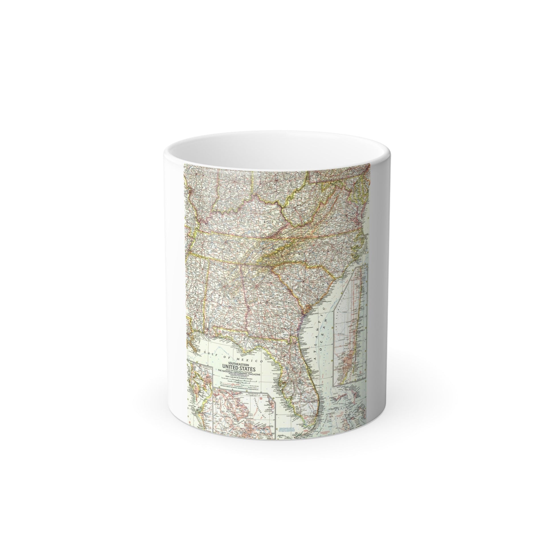 USA - Southeastern (1958) (Map) Color Changing Mug 11oz-11oz-The Sticker Space