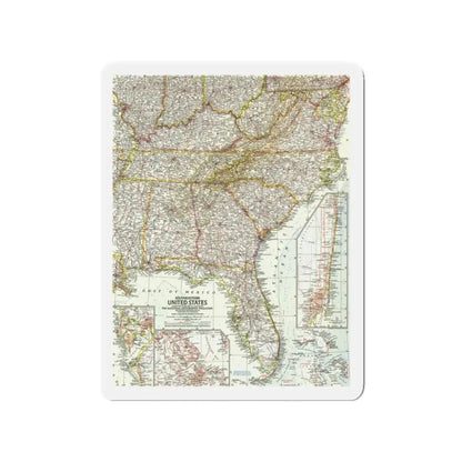 USA - Southeastern (1958) (Map) Refrigerator Magnet 3 Inch - The Sticker Space