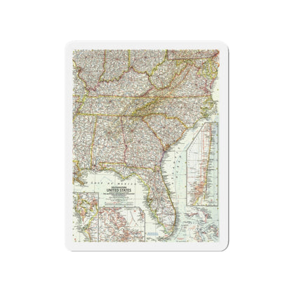 USA - Southeastern (1958) (Map) Refrigerator Magnet-4" x 4"-The Sticker Space