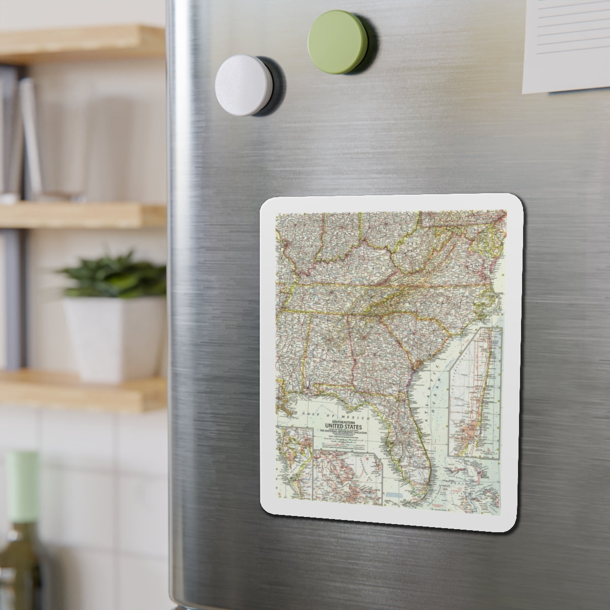 USA - Southeastern (1958) (Map) Refrigerator Magnet-The Sticker Space