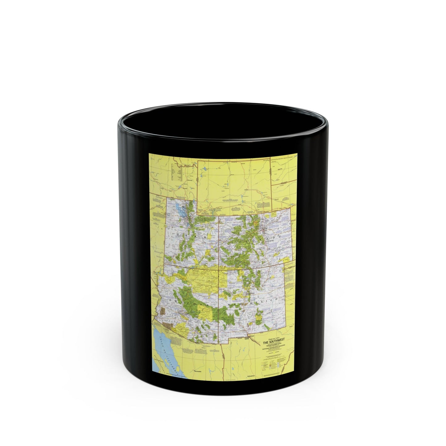USA - Southwest 1 (1977) (Map) Black Coffee Mug-11oz-The Sticker Space