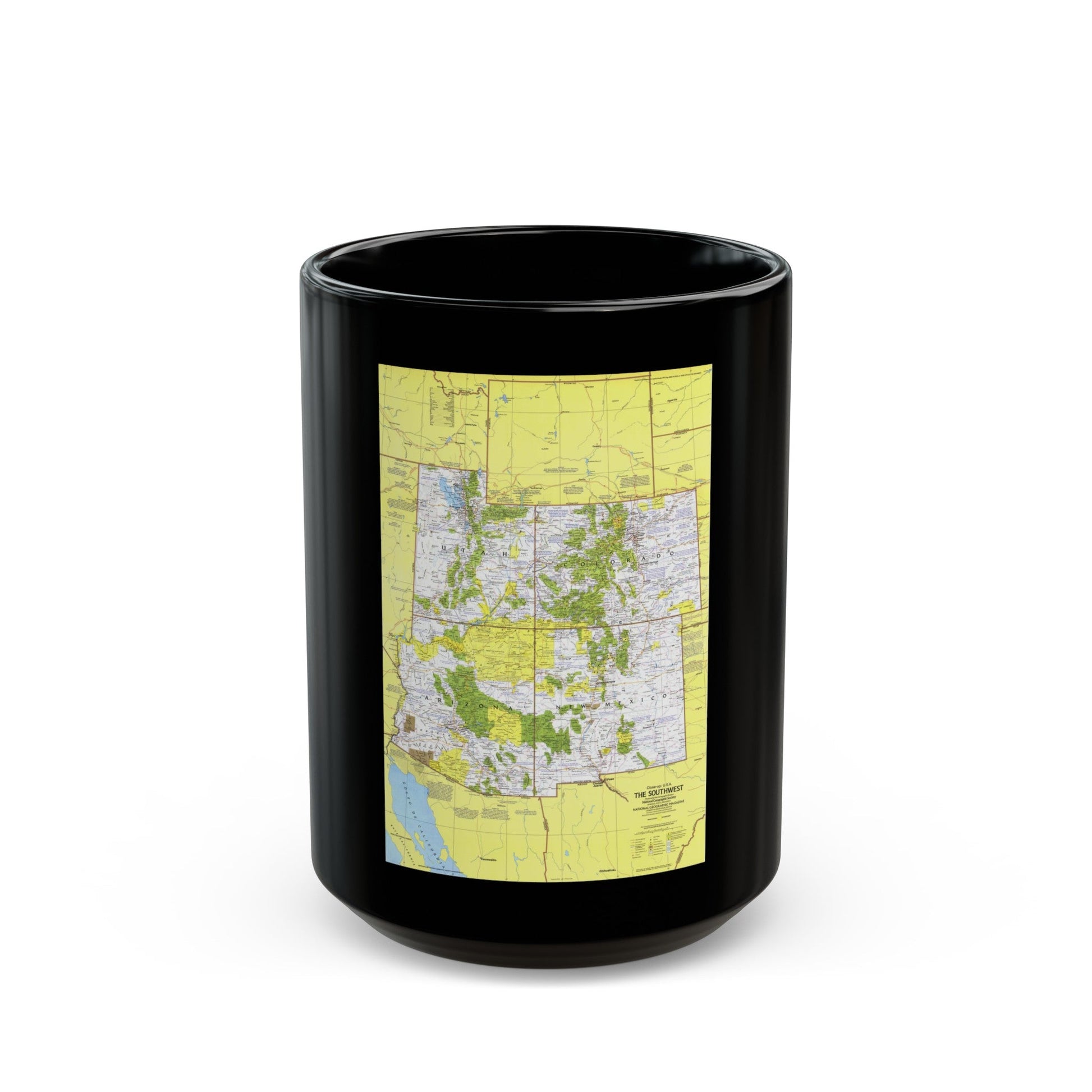 USA - Southwest 1 (1977) (Map) Black Coffee Mug-15oz-The Sticker Space