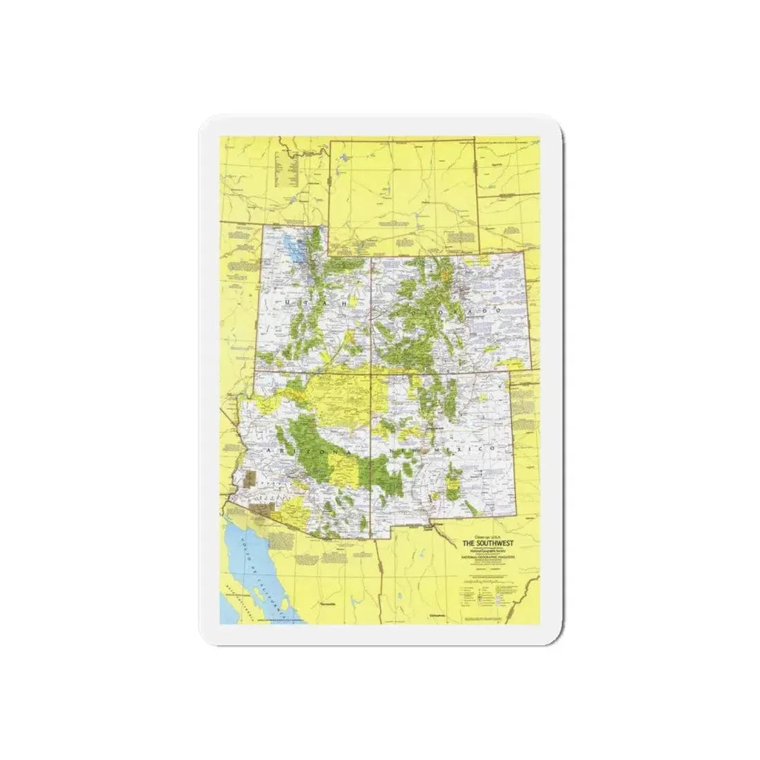 USA - Southwest 1 (1977) (Map) Refrigerator Magnet 6 Inch - The Sticker Space