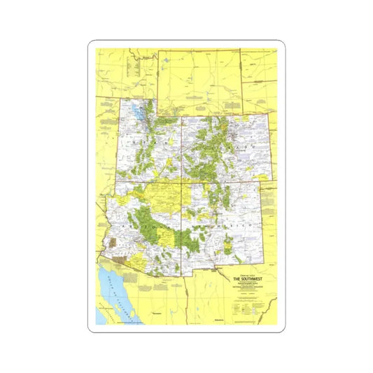 USA - Southwest 1 (1977) (Map) STICKER Vinyl Kiss-Cut Decal 2 Inch White - The Sticker Space