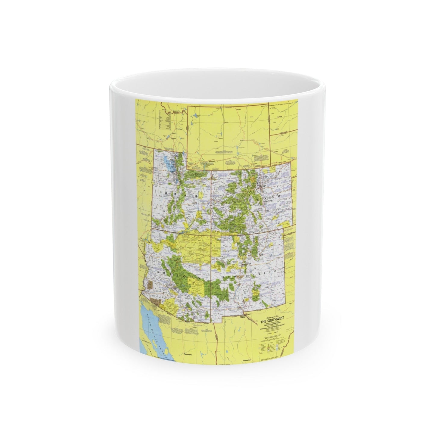 USA - Southwest 1 (1977) (Map) White Coffee Mug-11oz-The Sticker Space