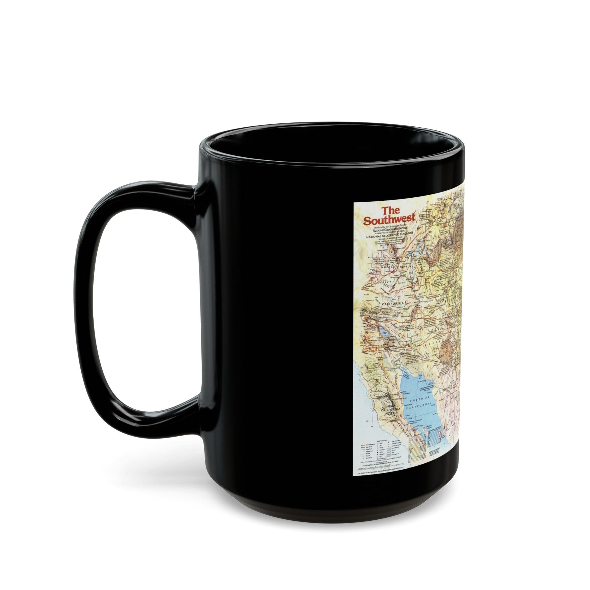 USA - Southwest 1 (1982) (Map) Black Coffee Mug-The Sticker Space