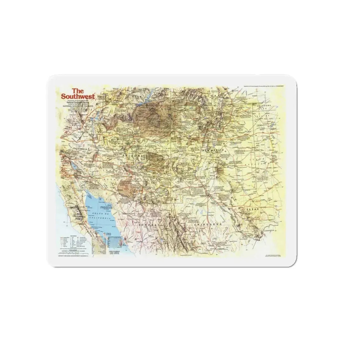 USA - Southwest 1 (1982) (Map) Refrigerator Magnet 3 Inch - The Sticker Space
