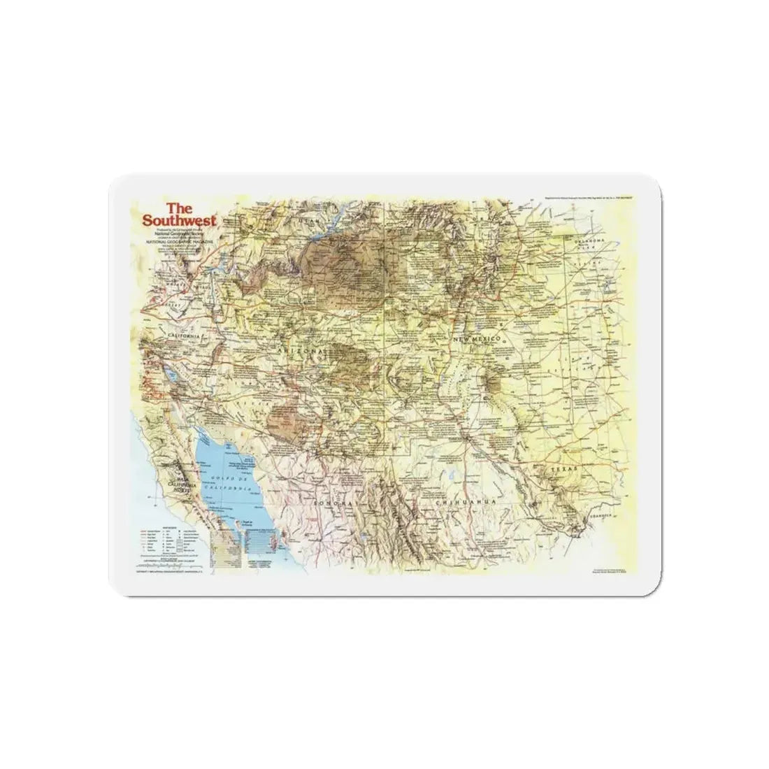 USA - Southwest 1 (1982) (Map) Refrigerator Magnet 4 Inch - The Sticker Space