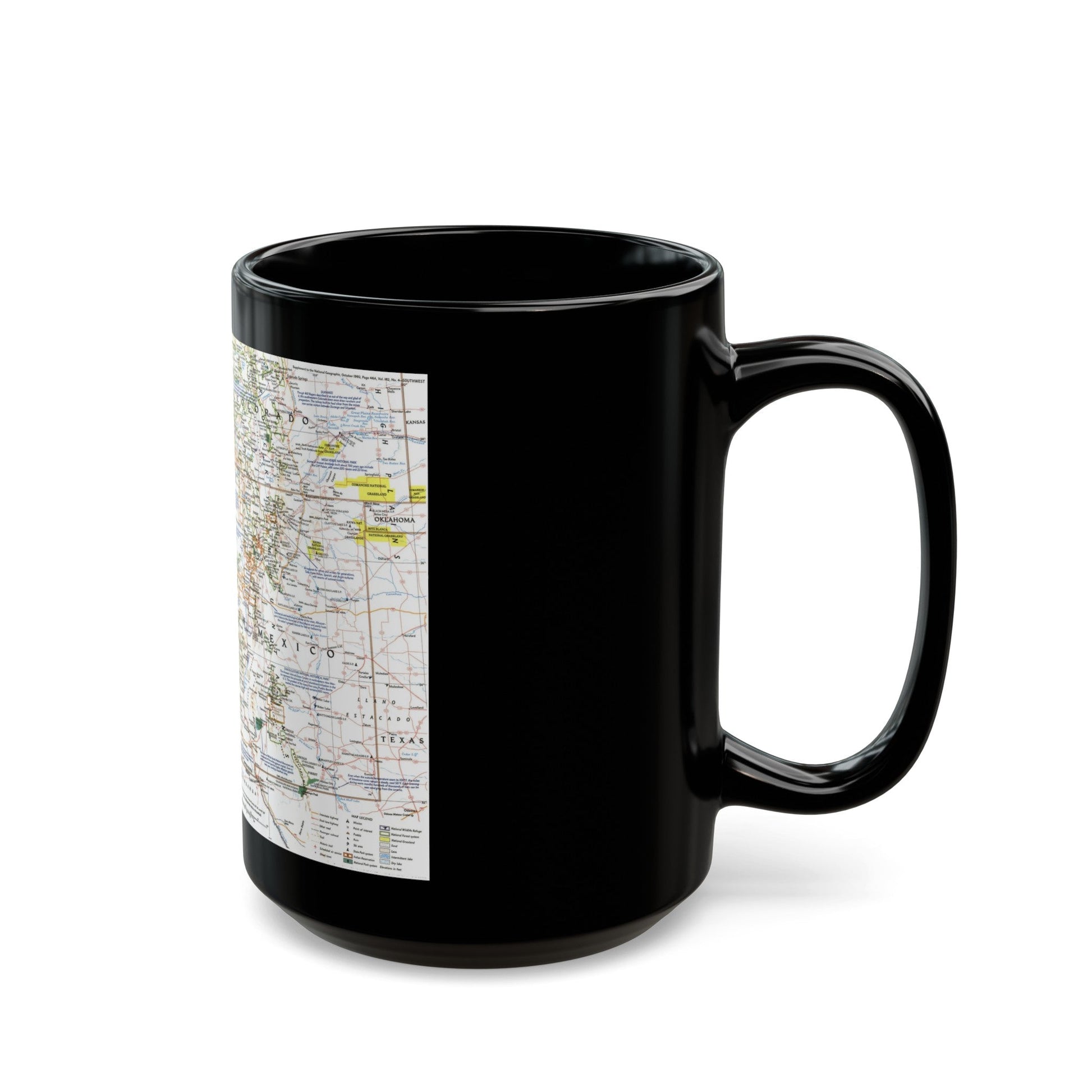 USA - Southwest (1992) (Map) Black Coffee Mug-The Sticker Space