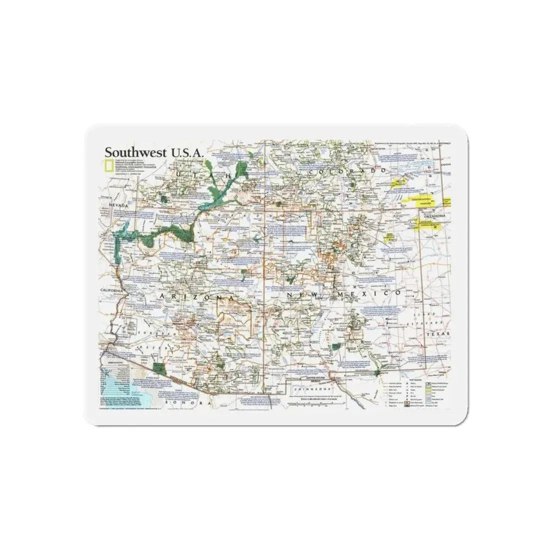 USA - Southwest (1992) (Map) Refrigerator Magnet 6 Inch - The Sticker Space