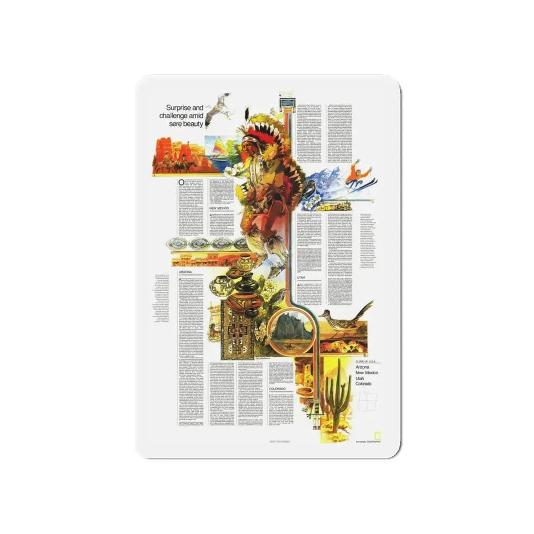 USA - Southwest 2 (1977) (Map) Refrigerator Magnet 4 Inch - The Sticker Space