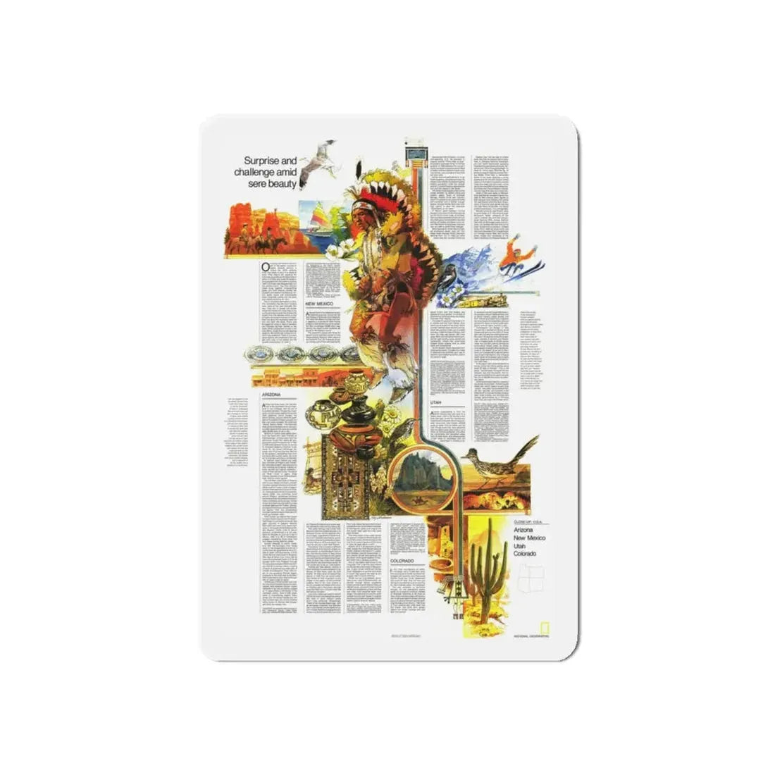 USA - Southwest 2 (1977) (Map) Refrigerator Magnet 5 Inch - The Sticker Space