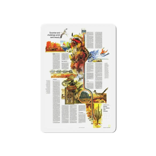 USA - Southwest 2 (1977) (Map) Refrigerator Magnet 6 Inch - The Sticker Space