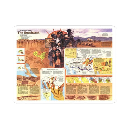 USA - Southwest 2 (1982) (Map) STICKER Vinyl Kiss-Cut Decal 3 Inch White - The Sticker Space