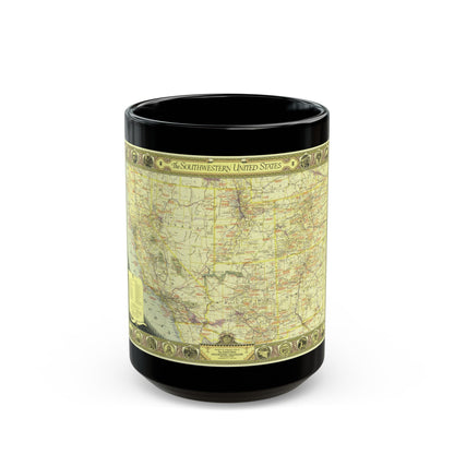 USA - Southwestern (1940) (Map) Black Coffee Mug-15oz-The Sticker Space