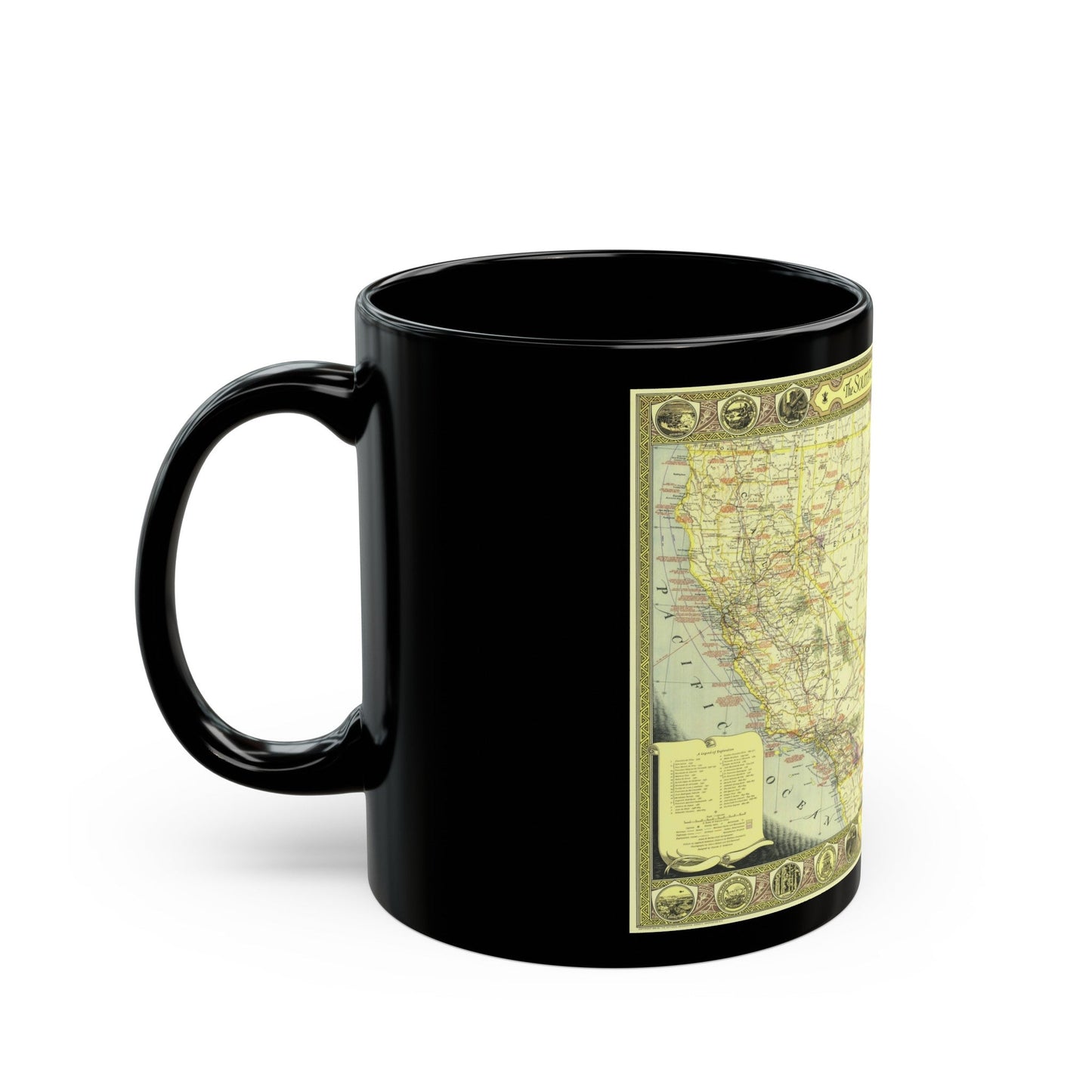 USA - Southwestern (1940) (Map) Black Coffee Mug-The Sticker Space