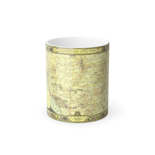 USA - Southwestern (1940) (Map) Color Changing Mug 11oz-11oz-The Sticker Space