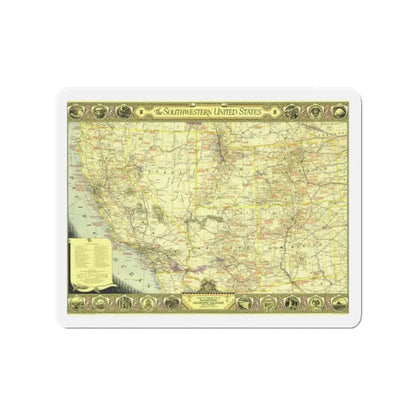 USA - Southwestern (1940) (Map) Refrigerator Magnet 2 Inch - The Sticker Space