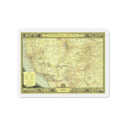 USA - Southwestern (1940) (Map) Refrigerator Magnet 3 Inch - The Sticker Space