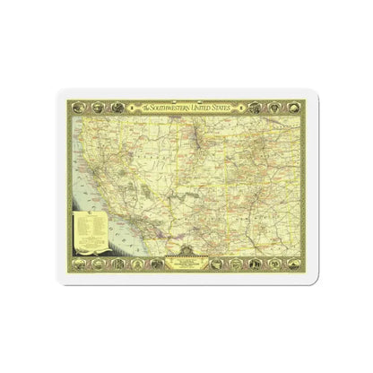 USA - Southwestern (1940) (Map) Refrigerator Magnet 5 Inch - The Sticker Space
