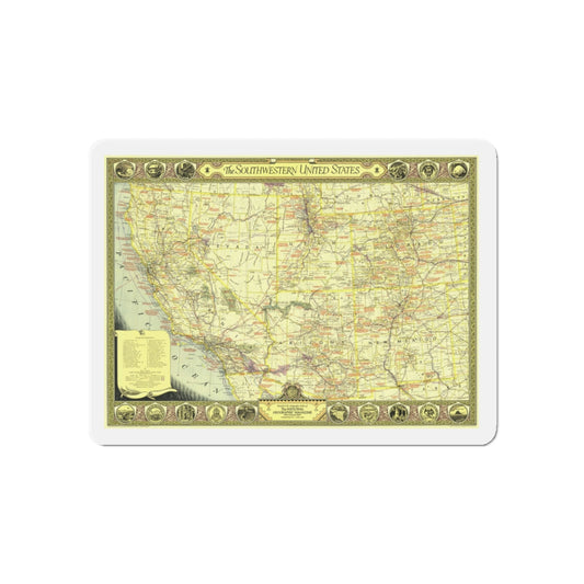 USA - Southwestern (1940) (Map) Refrigerator Magnet-6 × 6"-The Sticker Space